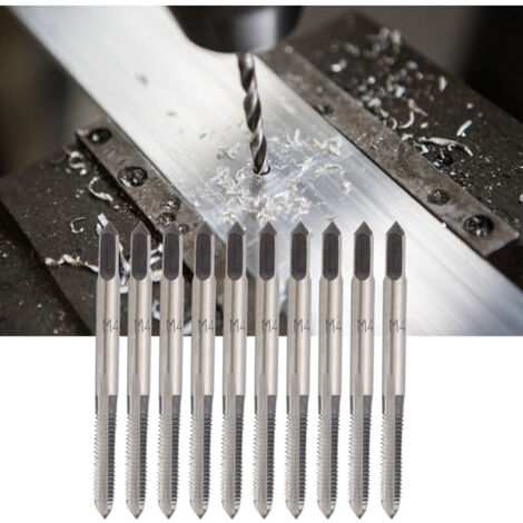 Bardusch - Lot de 10 tarauds métriques à tête conique M4, tarauds métriques en acier au carbone, pour percer des trous filetés dans le bois, le plastique et l'aluminium (1/5)
