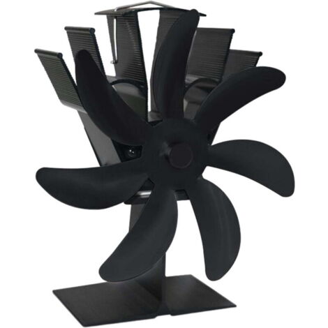 Bardusch - Ventilateur de cheminée économique, 7 ventilateurs de circulation pour bûches, brûleur à bois chaud pour une distribution efficace de la chaleur, bûches/bois de chauffage/granulés, noir (1/5)