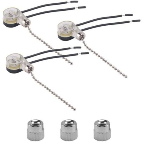 Bardusch-Lot de 3 Interrupteurs pour Ventilateur de Plafond avec Chaîne de Remplacement Nickel (1/4)
