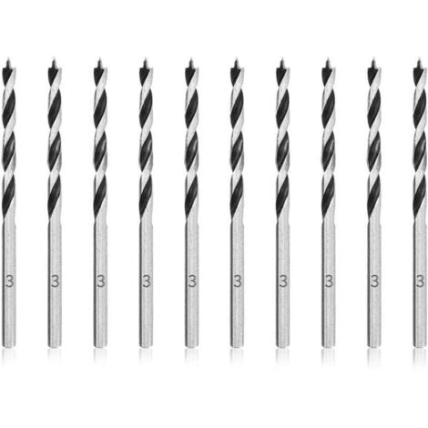 Bardusch-Forets à Bois Hélicoïdaux 3mm 10 Pièces Mèche pour Bois Professional Foret Brad Point pour Bois (1/4)