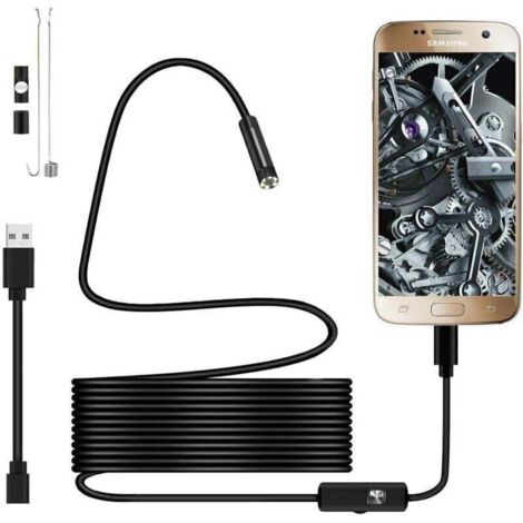 Bardusch-Endoscope Usb 720p Caméra Endoscopique Sonde Étanche Ip67 De 5,5mm Caméras D'inspection Câble Semi Rigide De 2m Avec 6 Led, Type C Compatible Avec Téléphones Otg Android, Pc Câble 2m (1/4)