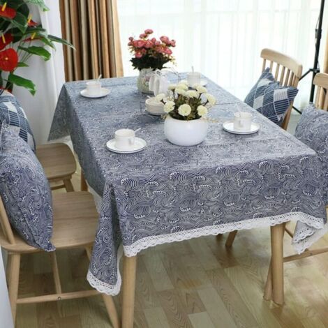 Bardusch-Nappe de Style Japonais rectangulaire Coton Lin ondulation Maison Table Basse Pique-Nique en Plein air Photographie Fond Tissu, Vagues B, 60x60 cm (1/3)