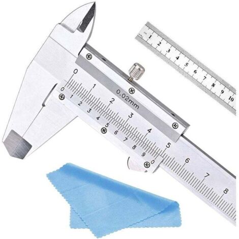Bardusch-Pied à Coulisse Acier inoxydable Vernier Caliper 150MM 6'' Caliper Outil de Mesure de Micromètre Caliper Avec une règle en Acier de 15 cm et Chiffon de Nettoyage (1/4)