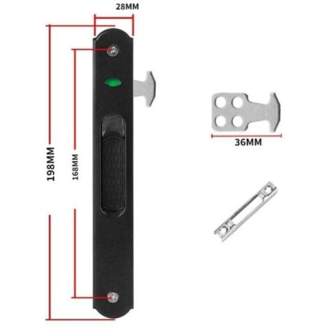 Bardusch-Serrure de porte coulissante - Garnitures de quincaillerie de verrouillage simple de fenêtre de porte coulissante en acier inoxydable de ménage (1/4)