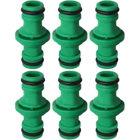 Bardusch-6 Pièces Double Connecteur de Tuyaux, Double Mâle Tuyau Connecteur Plastique Raccords de Tuyau pour Rejoignez le Tube de Tuyaux de Jardin (Vert) (1/3)