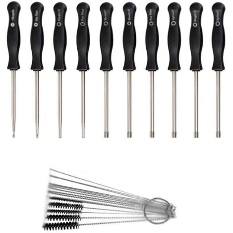Bardusch-Kit d'outils de réglage de carburateur 10 tournevis pour petits moteurs à deux temps courants, outil de réglage de débroussailleuse, tournevis 10 + brosse (1/4)