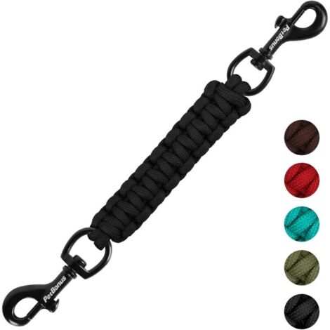 Bardusch - Clip de sécurité pour Collier de Chien, Sangle de sécurité de Secours Faite à la Main pour Harnais de Chien, Collier pincé, Fermoir à Double extrémité connecteur de Harnais (Noir)