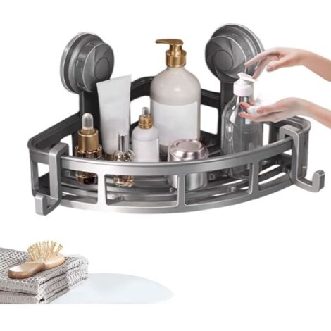 Bardusch - Organisateur Douche d'Angle, Ventouses, Support Drainant, Rangement Shampoing/Gel, SDB (1/4)