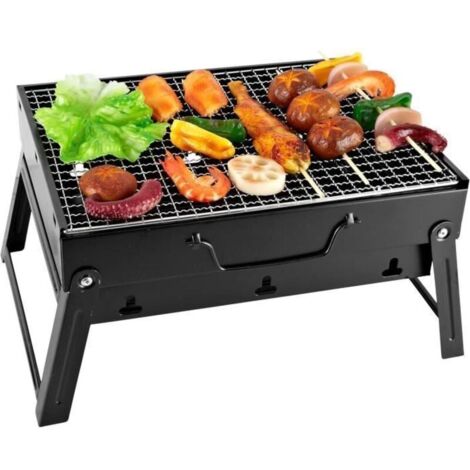 Bardusch - Barbecue Portable Mini - - BBQ à Charbon Pliable Grill de Table Démontable 35 x 27 x 19.5 cm Camping - Noir (1/4)