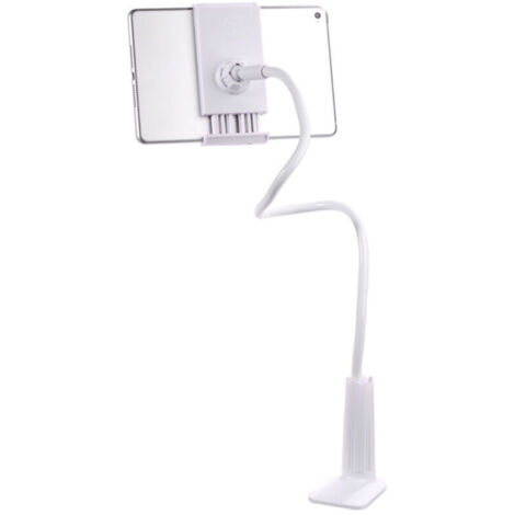 Bardusch - Support de téléphone flexible à col de cygne pour lit - Pince de serrage réglable à 360°, support de téléphone portable à suspendre au-dessus du bureau, blanc (1/5)