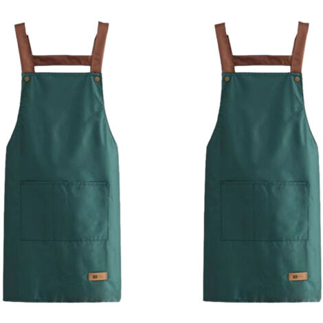 Bardusch - Tablier de cuisine imperméable à bavette ajustable en 2 pièces avec 2 poches, pour femme chef, couleur unie//.... (1/5)