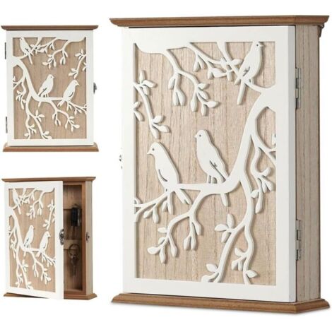 Bardusch - Armoire à clés Design en Bois, 20 x 6 x 26,5 cm, Motif clé, Armoire à clés Murale décorative avec 6 Crochets, Organiseur Mural pour entrée, Couloir, Bureau - Décoration Ethnique (1/5)