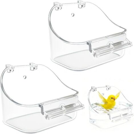 Bardusch - Lot de 2 Baignoire à Oiseaux Suspendue Bain d'oiseau pour Cage Baignoires pour Perroquets Oiseaux Baignoire Transparente à Suspendre Outil Suspendu Baignoires pour Petit Oiseau Perroquet My (1/5)
