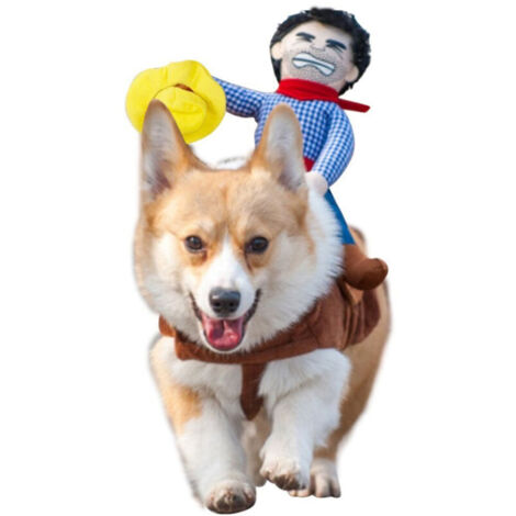 Bardusch - Déguisement de cowboy pour chien, style chevalier, avec poupée et chapeau pour Halloween. (1/4)