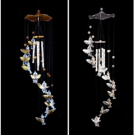 Bardusch - Carillon éolien - - Ange d\'amour - Argenté - 70 cm - Décoration de jardin (1/4)