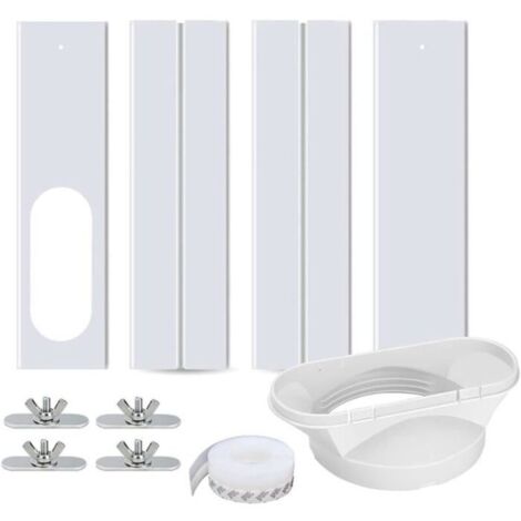 Bardusch - Kit de glissière de fenêtre réglable pour climatiseur portable - Pare-Brise de climatiseur - 1/2 Pcs - Blanc (1/4)