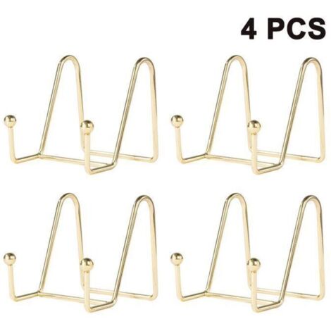 Bardusch - Support pour plaque d'affichage 8 cm - Support pour cadre photo en métal - Pour œuvres d'art de bureau (lot de 4 dorés) (1/3)