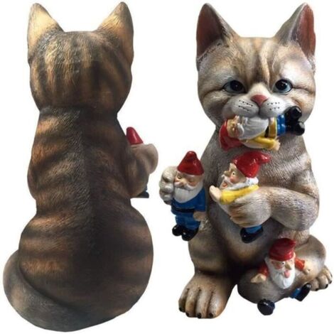 Bardusch - Décoration de jardin en forme de chat, décoration de jardin, nain de jardin résistant aux intempéries, statue de chat Gnome (1/4)