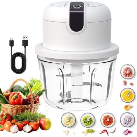 Bardusch - Hachoir de cuisine électrique, hachoir à oignons, 350 ml, charge USB, sans fil, adapté pour oignons, fruits, noix, viande, ail (1/4)