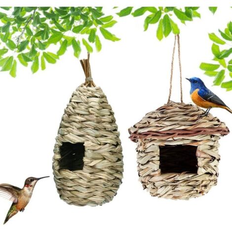 Bardusch - 2 Pièces Nichoir Tissé à La Main, Nid Oiseau Fait à La Main, Nichoirs à Oiseaux, Nichoir Oiseaux Tissé, Nichoir Oiseaux Exterieur a Suspendre, pour Perroquet Canary Autres Oiseaux (1/5)