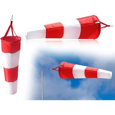 Bardusch - Manche à air pour extérieur,girouette pour Le Jardin,Sac à Manche à air,indicateur de Direction du Vent pour la Mesure du Vent avec Ceinture en Polyester rayée(Rouge et Blanc,80 cm) (1/4)