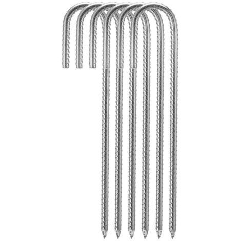 Bardusch - Ancrage trampoline 6 piquets galvanisés 30 cm pointe biseautée tente filet (1/4)