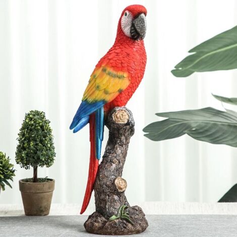 Bardusch - Statue de perroquets en résine de 40 cm, Ornements de Jardin, Ornement d'oiseau en résine réaliste, modèle de Perroquet, Jouet, Sculpture de Jardin, décoration Murale Red (1/4)