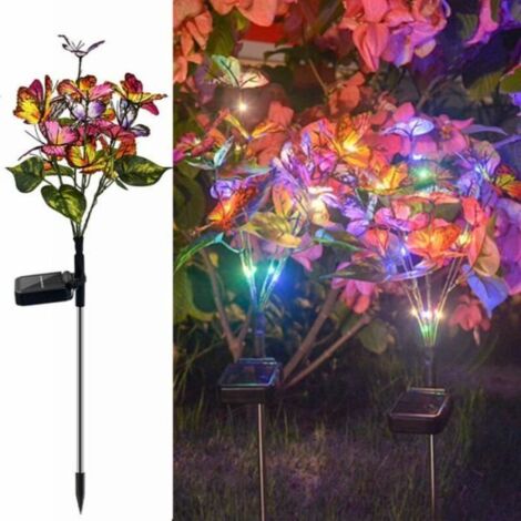 Bardusch - Lot de 2 Lampe Led solaire en forme de papillon, éclairage d'extérieur à couleur changeante, idéal pour un jardin, une pelouse ou (1/4)