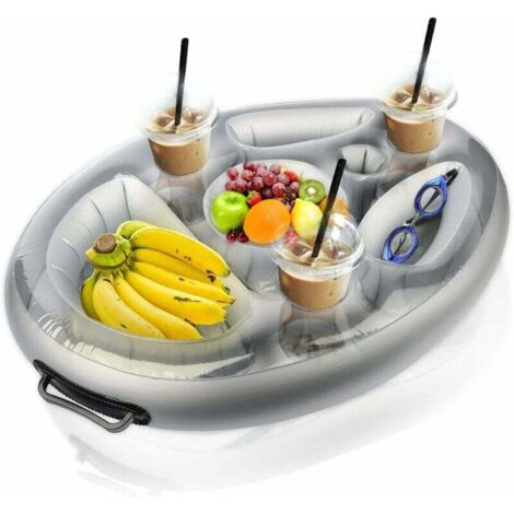 Bardusch - Plateau flottant gonflable 8 compartiments pour boissons, piscine/spa/plage, grande capacité (1/4)