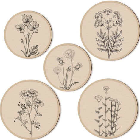 Bardusch - Ensemble de 5 décorations murales bohèmes en bois pour salon, style champêtre, géométriques, 25 et 20 cm. Décoration murale minimaliste et esthétique en bois pour appartement ou chambre.