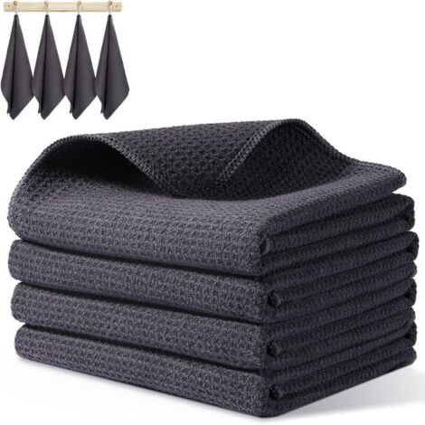 Bardusch - Torchons cuisine microfibre extra épais 42x70 cm lot de 4 gris (1/4)