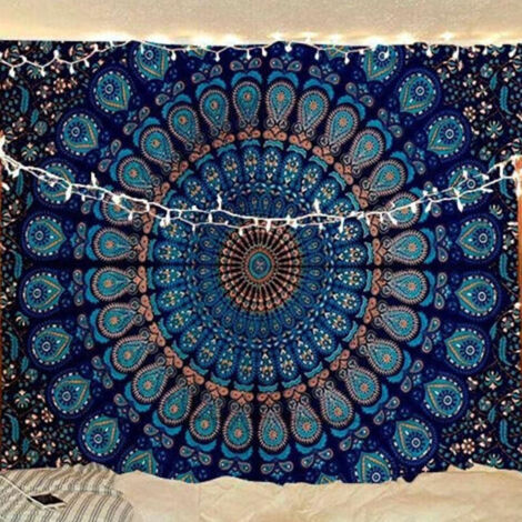 Bardusch - Tapisserie Murale Hippie Traditionnelle Mandala - Tissu Imprimé Floral Doré, Style Bohème pour Décoration de Salon et Chambre