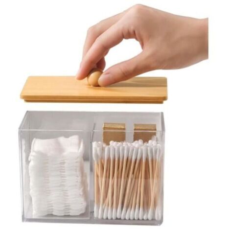 Bardusch - Boite a Coton Tige, Rangement Coton Demaquillant Transparent, Organisateur Salle de Bain Rangement, Boîte de Rangement Cotons-Tiges (1/4)