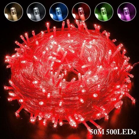 Bardusch - Guirlande Lumineuse Exterieure Intérieur 500LED 50M (Rouge) Lumiere Sapin de Noël IP44 Étanche, Jardin Mariages Fêtes (1/4)