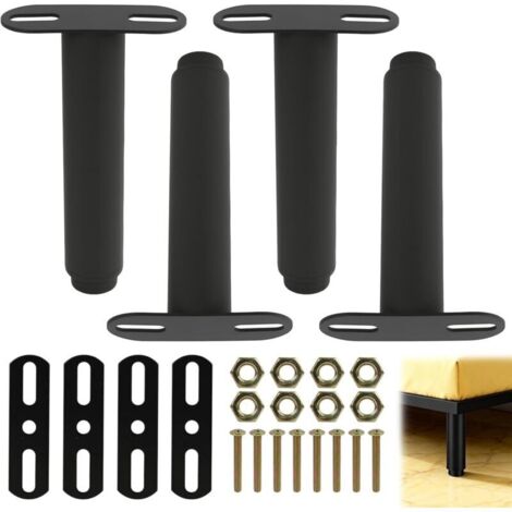 Bardusch - 4 Pieds de Support de Lit Réglables en Hauteur 18-32 cm, Pieds de Lit Robustes en Acier, Installation Facile sans Perçage, Adaptés aux Cadres de Lit, Lattes Centrales et Sommier à Lattes, N (1/5)