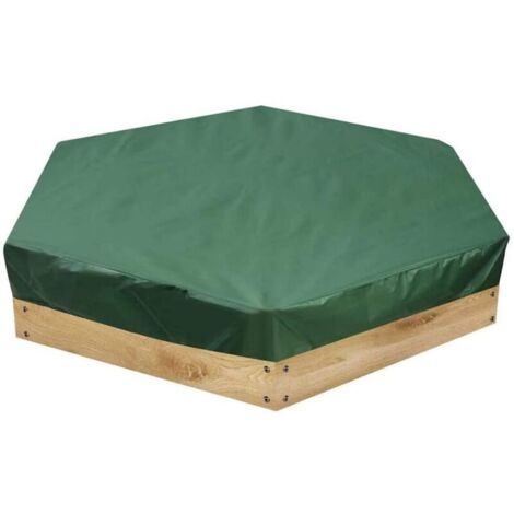 Bardusch-Bâche hexagonale bac à sable verte imperméable cordon serrage jouets
