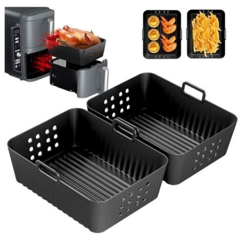Bardusch-2 Paquet Moule Air Fryer pour Double Stack Friteuse Sans Huile , Silicone Moule Accessoires Airfryer pour Plat Pour Cuisine,yd
