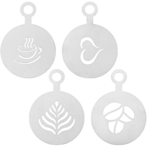 Bardusch-Lot de 4 pochoirs café en acier inoxydable, décorations cappuccino/Noël/latte art/gâteaux (1/4)