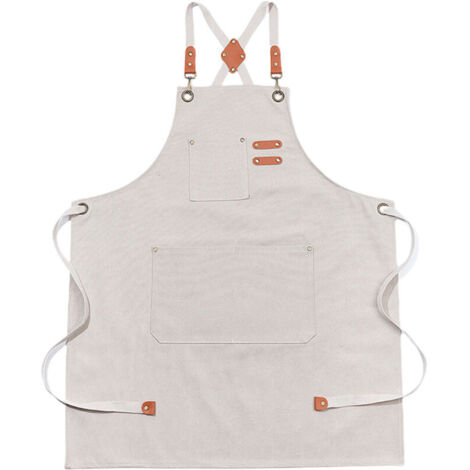 Bardusch-Tablier en coton à dos croisé pour homme et femme, avec grandes poches, tablier de travail ajustable, dimensions approximatives : 75 x 68 cm////. (1/5)