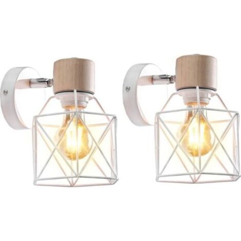 Bardusch-UNI Applique Mural Industrielle Lot de 2 Eclairage Mural Vintage en Métal E27 Lampe de Mur Luminaire Intérieur Industrielle - Blanc (1/4)