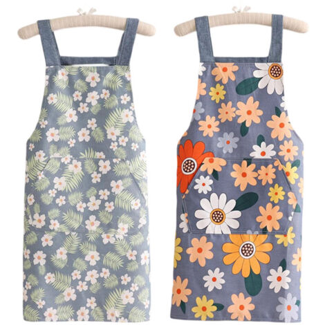 Bardusch-Tablier pour femme avec poches, tablier de chef fleuri ajustable et imperméable, idéal pour la cuisine, le jardinage, la préparation de repas, les barbecues ou la pâtisserie. (1/5)