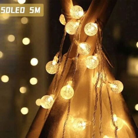 Bardusch-Guirlandes Lumineuses 50 LED à Boule de Bulle 5M 2 Modes, Chaînes de Lumière Décoration pour Chambre de Noël Fête Mariage (1/4)