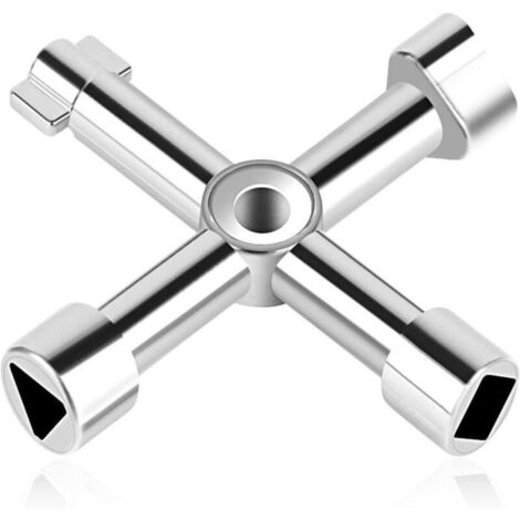 Bardusch-Clé utilitaire en Croix, 4 Voies Clé Multifonction, Clé Universelle pour Armoire Électrique, Clé Triangle Universelle, Alliage Zinc (1/4)