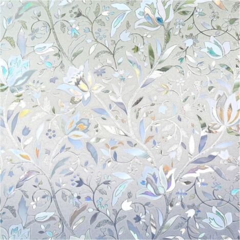 Bardusch-Film de Vitre Décoratif et Protection Intimité Anti-UV Film de fenêtre Motif Floral de Tulipes 3D Sticker Fenêtre Épais 60x400cm (1/4)