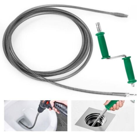 Bardusch-2 En 1 Furet Deboucheur Canalisation 3 M Furet Plomberie Diamètre 10 Mm Avec Poignée Et Adaptateurs De Forage, Spirale De Nettoyage (1/4)