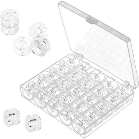 Bardusch-Machine à Coudre Bobine, Canettes Machine à Coudre 25 pièces Plastique Transparent Fil de Canette avec Boîte de Rangement pour Broth (1/4)
