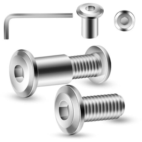 Bardusch-Lot de 20 vis de connexion M6 x 18 mm, vis à douille, vis de meubles, connecteur de meubles pour meubles, armoires (20 vis de meubles, 20 écrous douilles, 1 clé Allen) (1/2)
