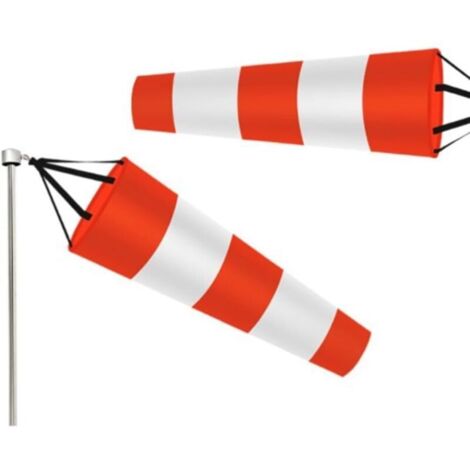 Bardusch-Manche à air réfléchissante - Rouge et blanc - Manche à air en polyester indéchirable - Mesure du vent - 250D - Panneau d'avertissement de direction du vent (100 cm) (1/4)