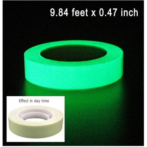 Bardusch-Ruban adhésif luminescent 3 m × 1,2 cm, photoluminescent/imperméable/amovible, sécurité
