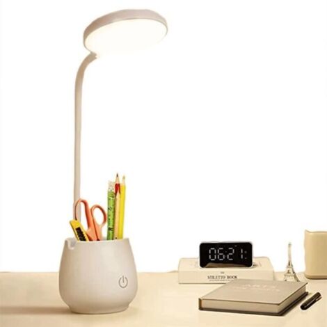 Bardusch-Lampe de Bureau LED , Avec support pour téléphone portable, porte-stylo, 3 modes d\éclairage, protection des yeux, rechargeable no